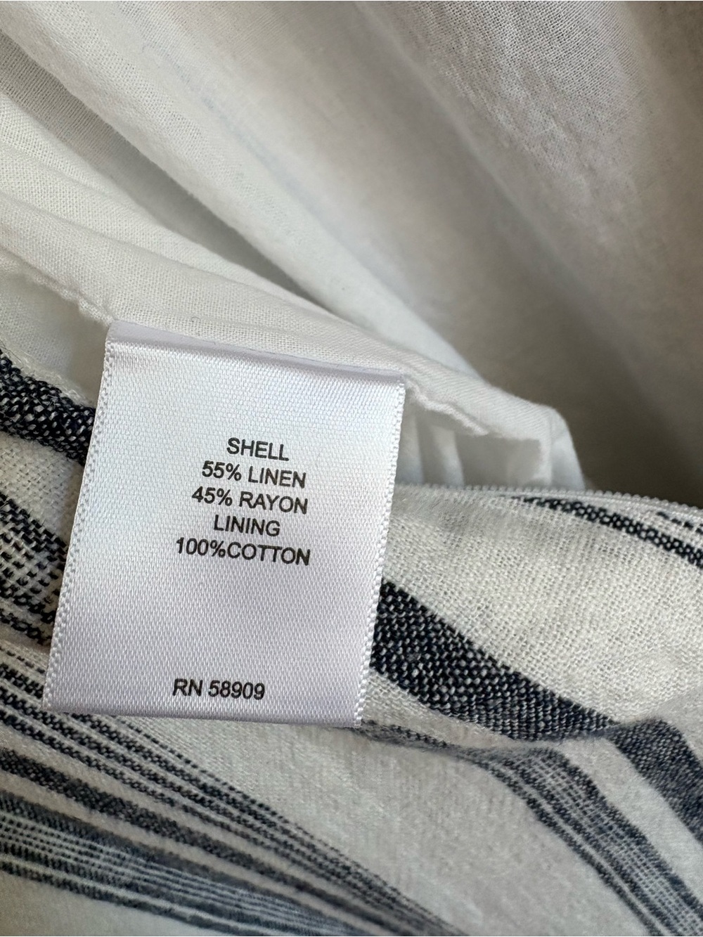 Gibson Latimer Striped Sleeveless Wide-Leg Linen Jumpsuit in Cream and Navy Sz L - Picture 7 of 13